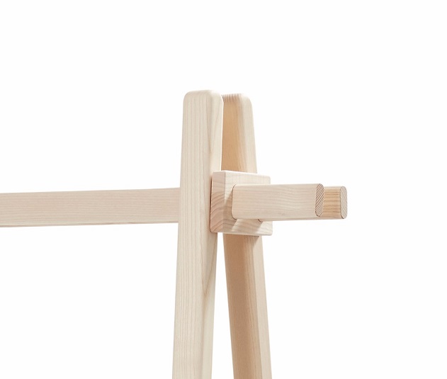 close up picture of wooden clothing rack
