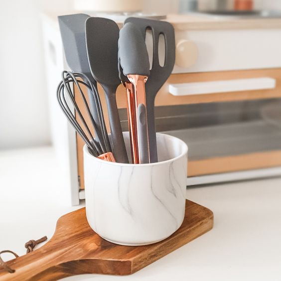 grey silicone kitchen utensils