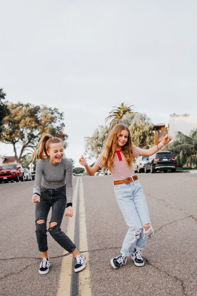 teen girls having fun on photoshoot