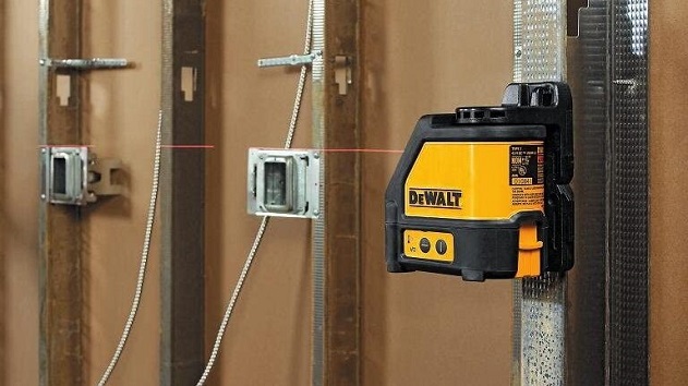 Close-up of dewalt laser