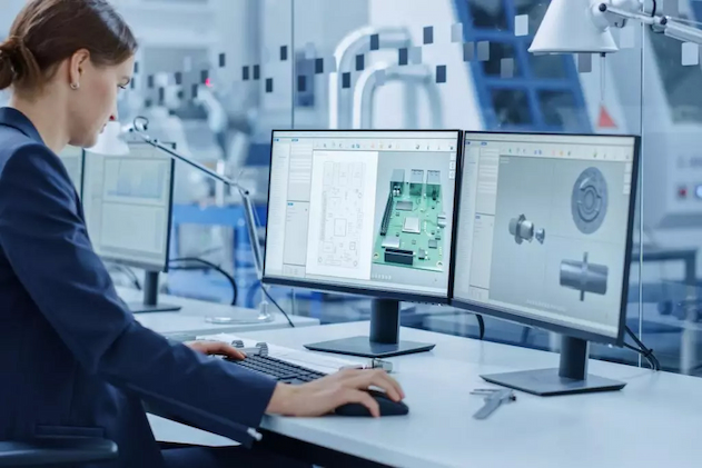 Woman working on 3d image