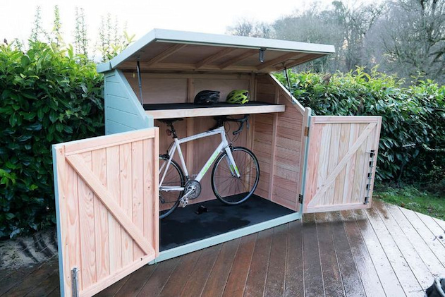 bike shed in backyard