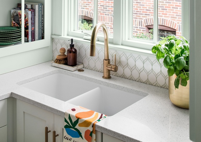 beautiful white double kitchen sink