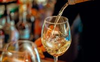 glass with a riesling wine
