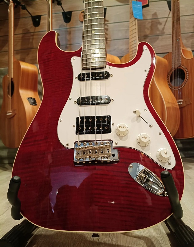 Closeup of a used guitar